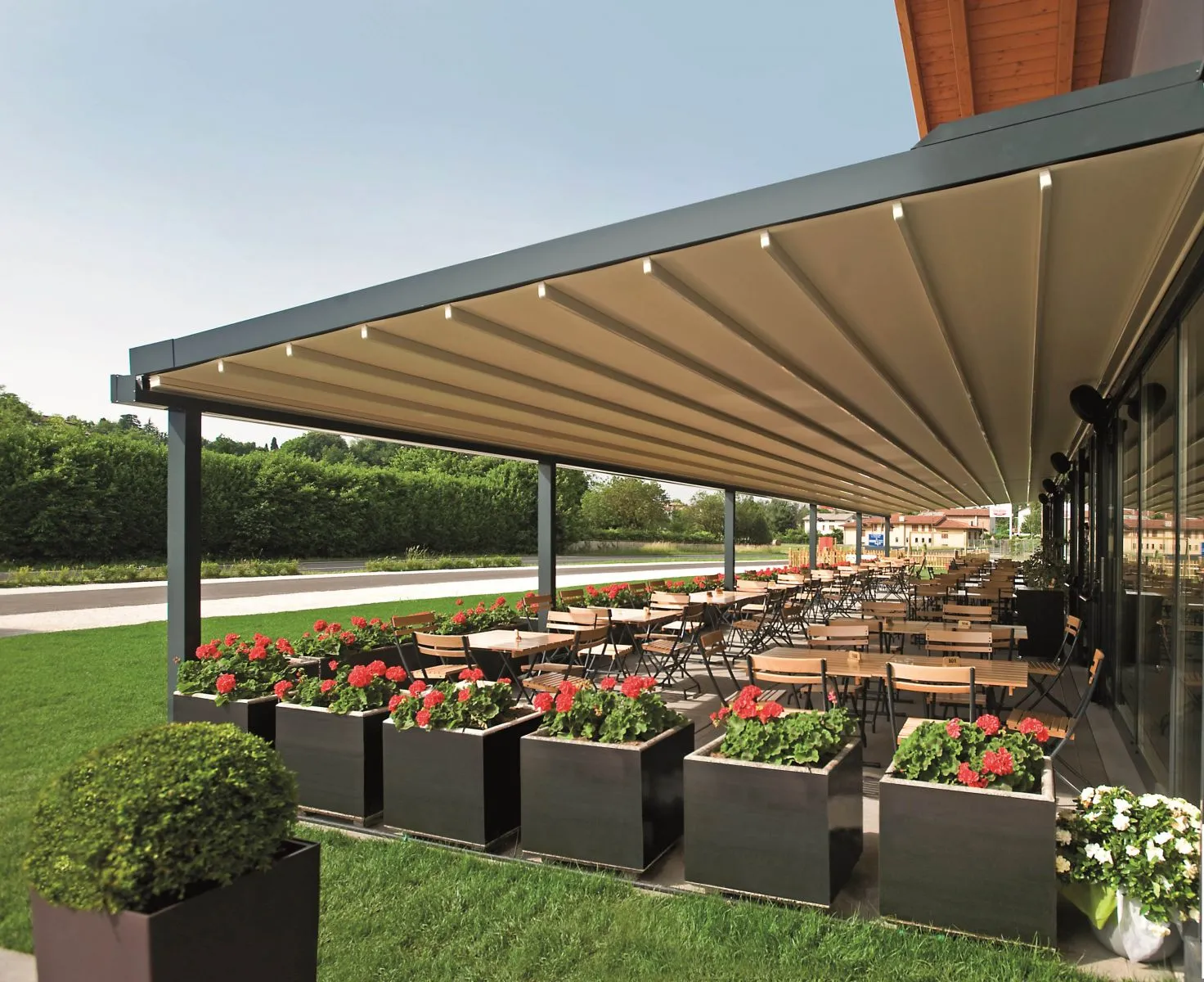 Restaurant patio awning