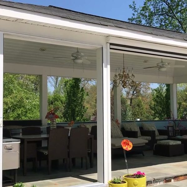 Pavilion with screens fully retracted