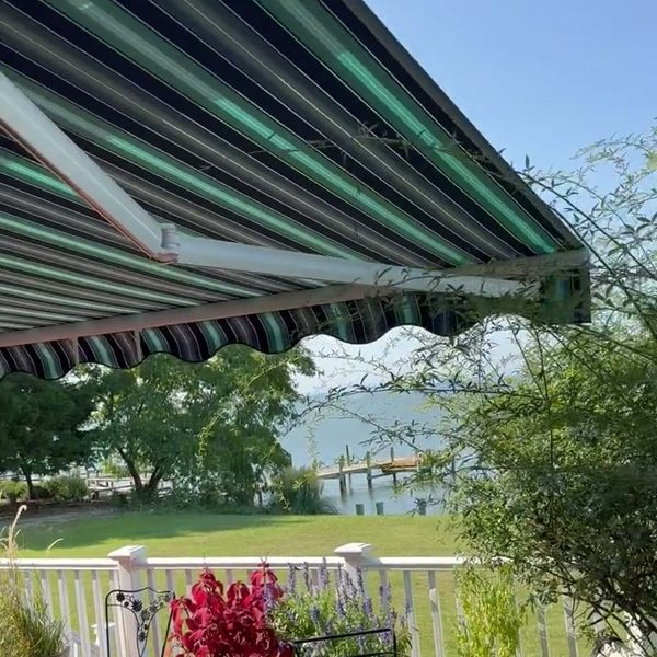 Motorized awning with LED lighting