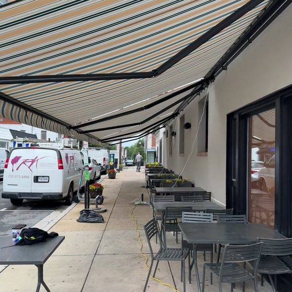 Corner café awnings