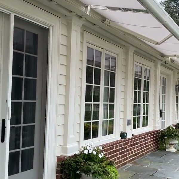 Awning detail along the French doors